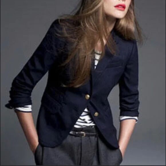 J. Crew Schoolboy Blazer in Navy, Size 2, Two Button Wool Old Money Preppy FLAWS - Picture 1 of 11